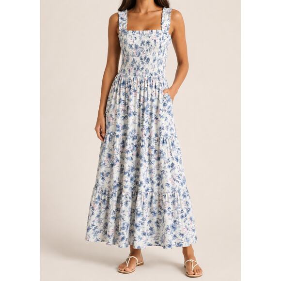 Abercrombie & Fitch Dresses & Skirts - Abercrombie & Fitch Smocked Bodice Easy Maxi Dress Palm Tree Print Size XL